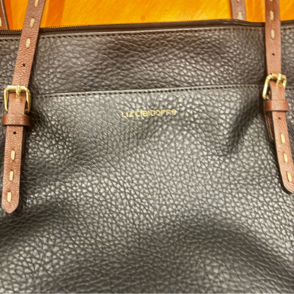 Liz Claiborne Large Black & Brown Tote Bag